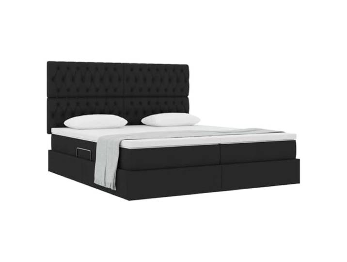 KTHLBRH Boxspringbett Doppelbett Schwarz 200 x 200 cm Hydraulisches Heben, Metallgestell, Kopfteil gepolstert, 2 Stück
