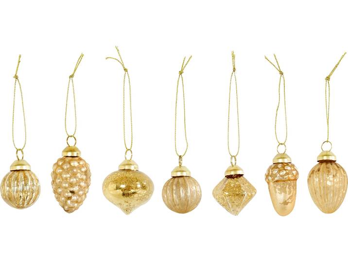 Christbaumschmuck Weihnachtsdeko, Christbaumschmuck , gold (goldfarben), H:3,5cm Ø:3,5cm, Glas, LEGER HOME BY LENA GERCKE, Weihnachtsbaumschmuck, Christbaumschmuck, aus Glas