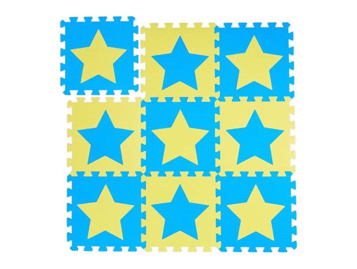Relaxdays 18 x Puzzlematte Sterne blau-gelb