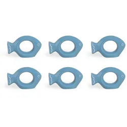 Excelsa Set mit 6 Serviettenringen Ocean Keramik 8x5x2 cm Blau