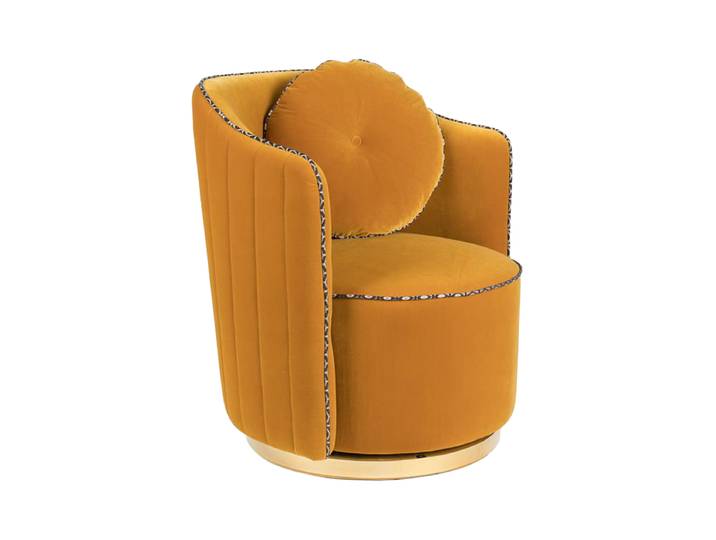 Drehbarer Design Sessel „Sassy Granny“ Samt Ocker Bold Monkey