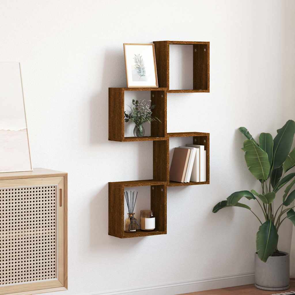 vidaXL Étagères murales sous forme cube 4 pcs chêne marron 30x15x30cm