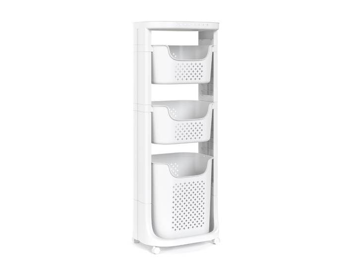 Badezimmerregal Wäschekorb auf Rollen 35L weiss