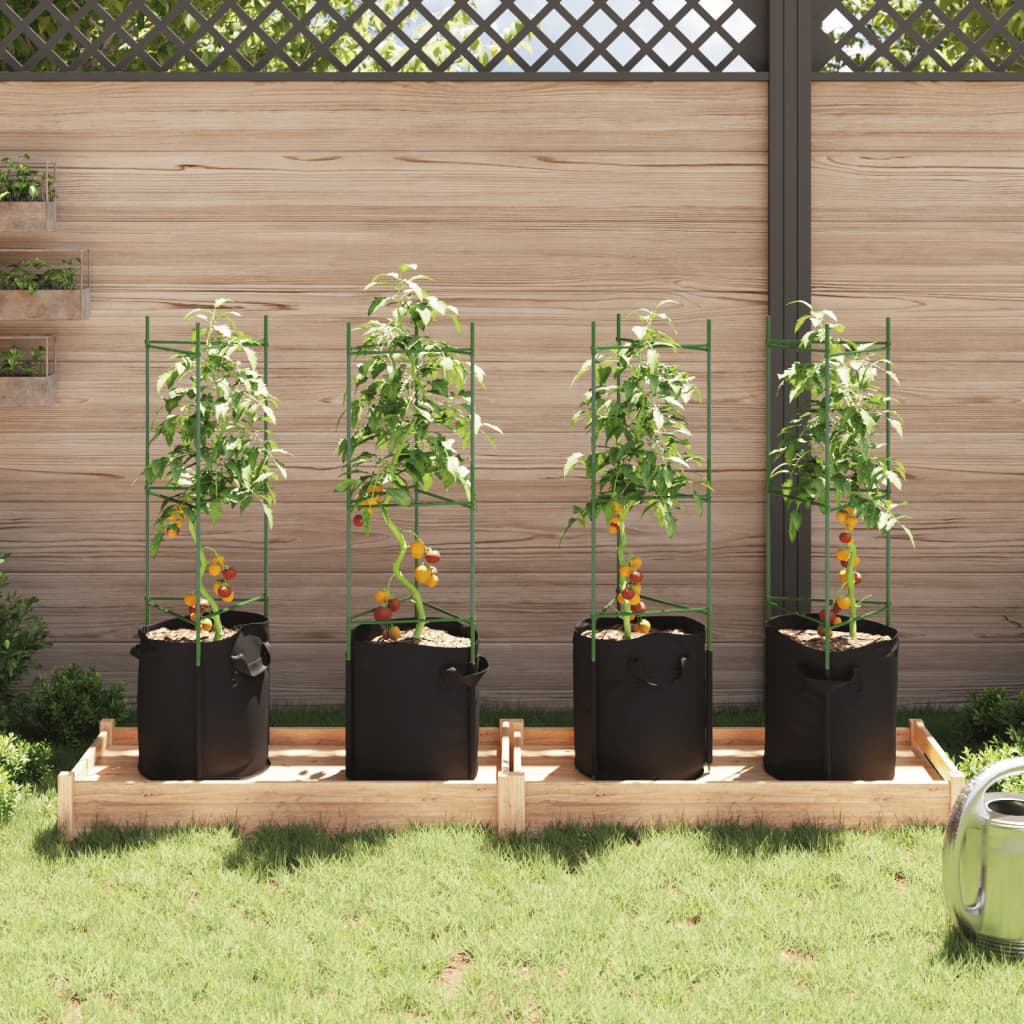 vidaXL Cages à tomates avec sacs à plantes 4 pcs 116 cm acier et PP
