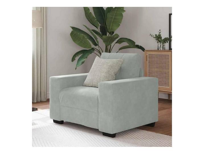 LuxusKollektion Loungesofa Sessel Samt Sofa Zusammenbau klein 60 cm Hellgrau