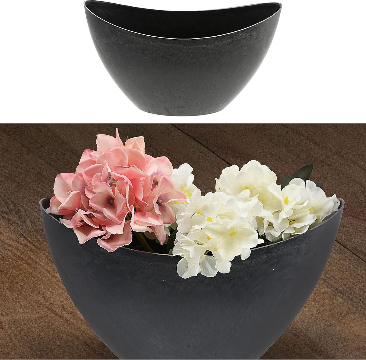 Ovale decoratieve schaal in leisteenlook voor als plantenbak of sieradenschaal