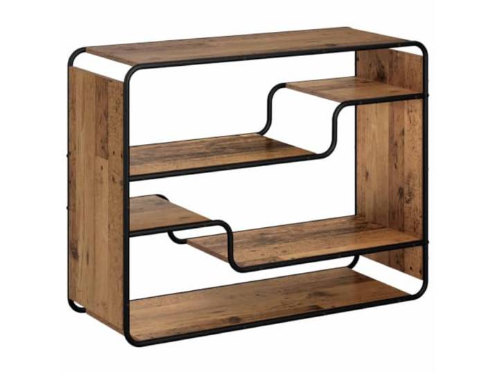 Foknhdi Sideboard Altholz-Optik 98x37,5x75,5 cm Buffetschrank Offene Ablageflächen und stabiler Metallrahmen für Küche, Esszimmer oder Wohnbereich schaffen Ordnung.