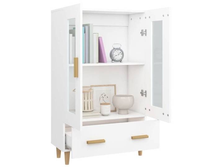 Blanc Commode Salon CHIC Buffet haut/armoire latérale Blanc 70x31x115 cm Bois d'ingénierie N11612