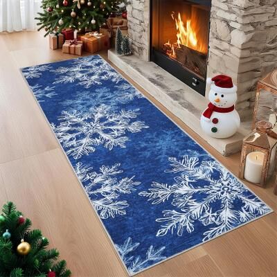 Garvee Christmas Snowflakes Indoor Soft Area Rug