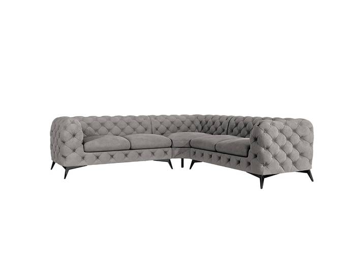 Ecksofa III Braun Samt Ravi 262 x 262cm Gleichschenklig Glamour
