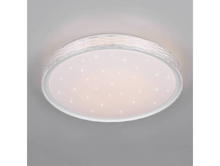 Reality Leuchten LED Deckenleuchte Varda, dimmbar, weiß / opal, für Schlafzimmer, Metall, Modern