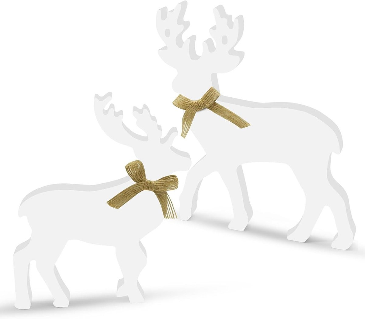 2 Stuks Houten Rendier Kerstdecoratie, Rustieke Figuurtjes voor Winter Tafeldecoratie en Sfeervolle Kerstversiering
