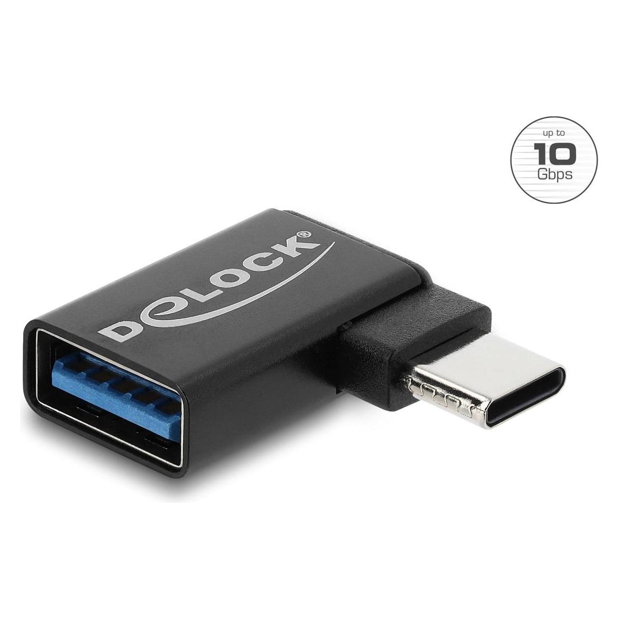Delock Adapter USB 10 Gbps USB Type-C Stecker zu Typ-A Buchse, links gewinkelt (67427) (USB-A, USB-C) (67427)