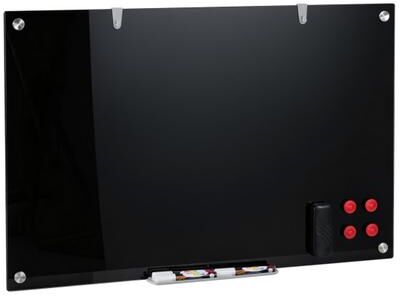 Costway 36” x 24” Magnetic Glass Board Frameless Whiteboard for Office Home-Black