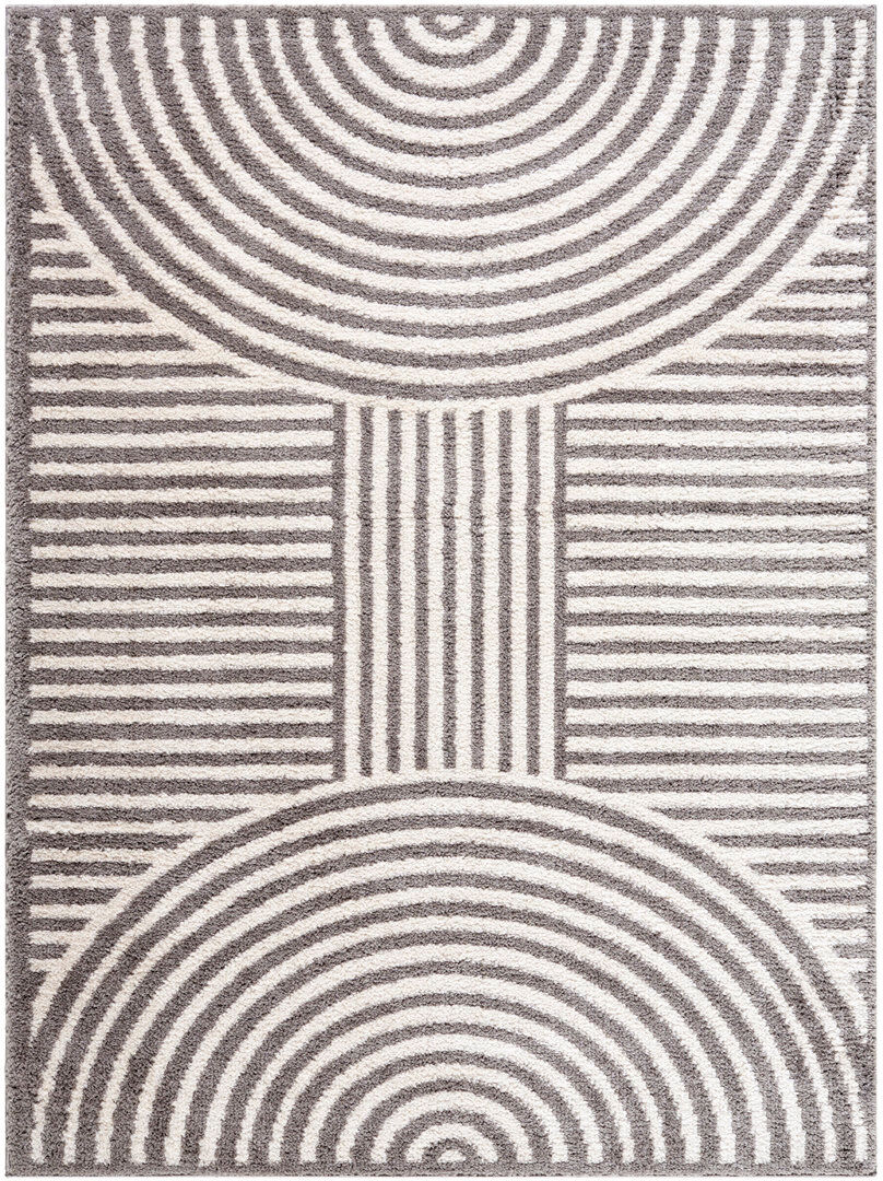 Metro Machine Washable Shaggy Boho Charcoal Area Rug Charcoal;Light Beige Rectangle 200 x 275cm