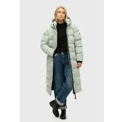 Superdry für Damen. W5011738A Lange Steppjacke aus grüner Mikrofaser (L), Lässig, Recyceltes Polyester, Nachhaltig