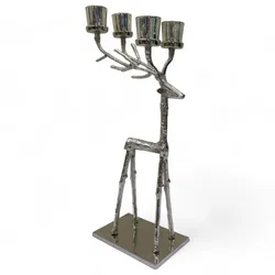 DELUKE Kerzenhalter LUKA Aluminium Silber 66x19x29cm Dekoration Wohnzimmer Büro Designer