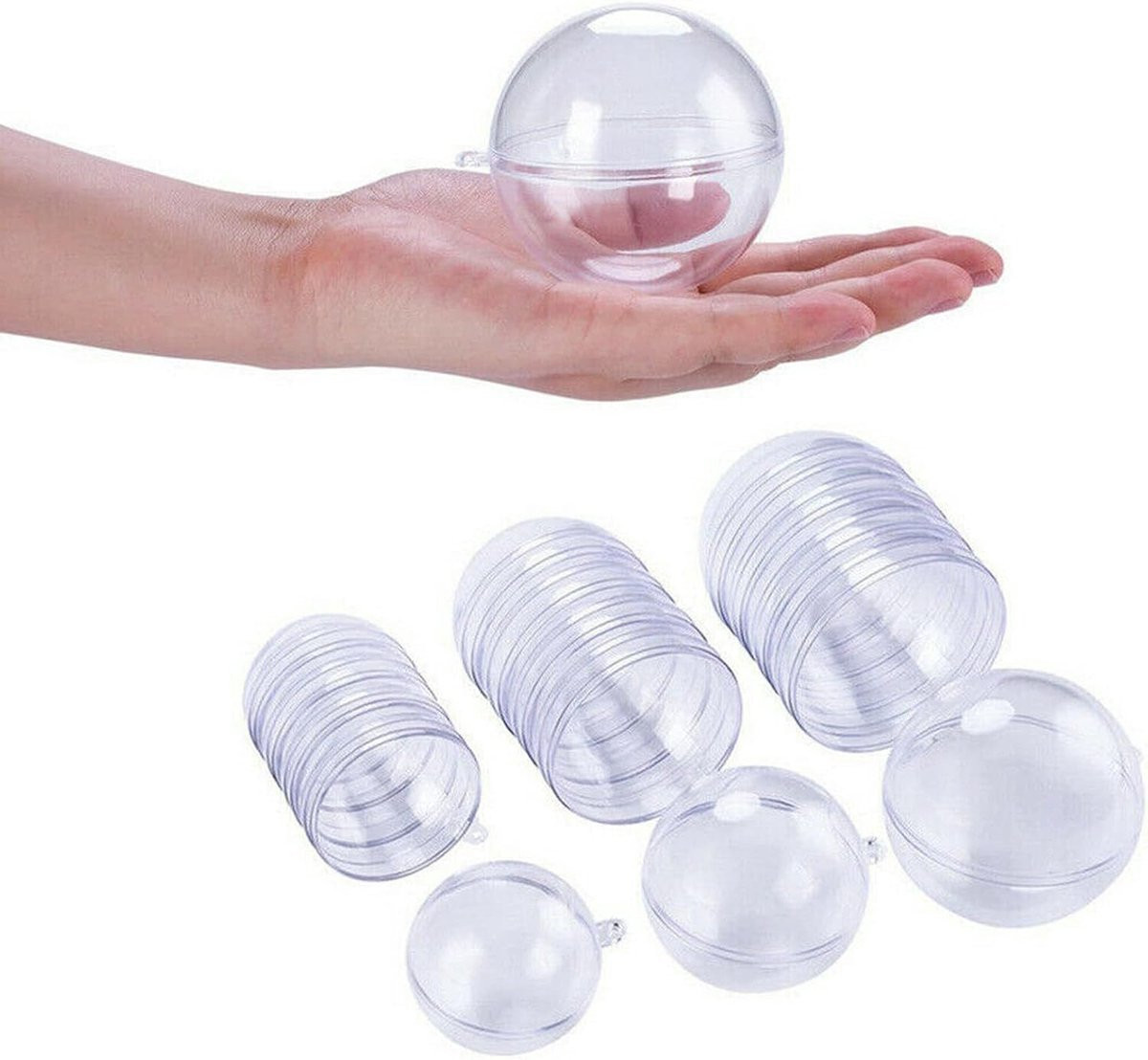 SnelShoppen Transparante Acryl Kerstballen voor Decoratie en DIY Creaties - Set van 6 stuks