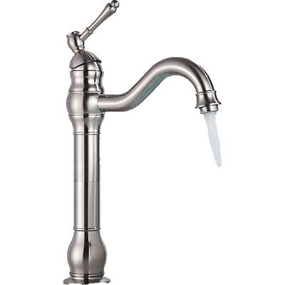 KLARWERK® NALA | Vintage Hotel Gastro Silber gebürstet hohe Badarmatur | Edelstahl Wasserhahn für hohe Waschbecken | Mischbatterie 2 Anschlüsse