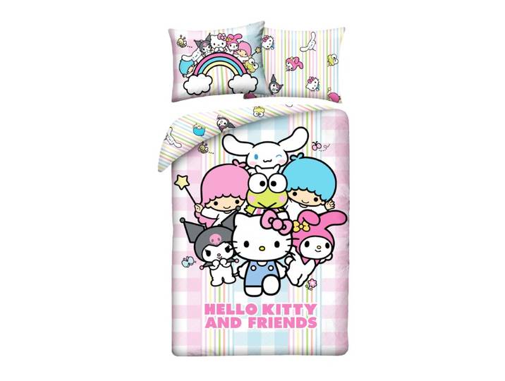 Hello Kitty Dekbedovertrek 140x200 cm - 70x90 cm - roze -Polyester