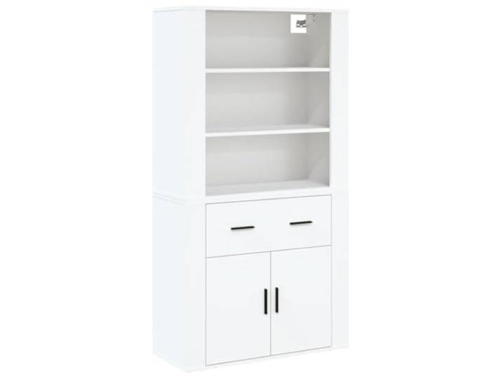 Fisinber Highboard Weiß 2-teilig Holzwerkstoff 80x33x150 cm Flexibles Kombi-Design für Wohnzimmer und Flur: Platzsparender Aufsatzschrank sorgt für Ordnung auf zwei Ebenen.