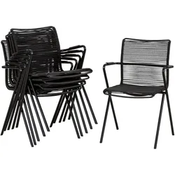 Gartensessel-Set 6-tlg. stapelbar Alpha Rope Aluminium