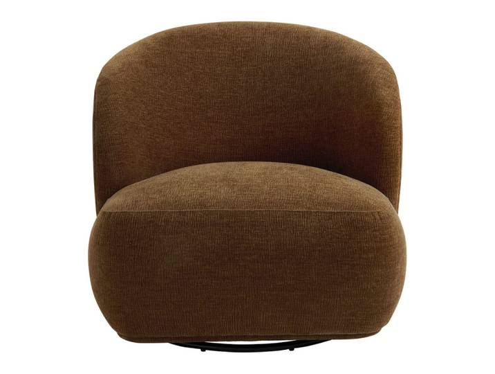Fauteuil tournant en tissu velours marbré - tabac