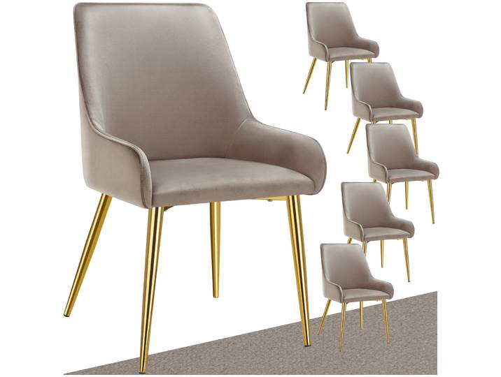 Polsterstuhl Avane, Samtoptik, Belastbarkeit 120 kg - taupe, 6er Set