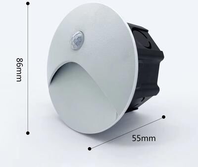 Inspired Finds SANDIY Outdoor Sensor LED Embedded Wall Lamp With 60mm Box Waterproof Footlight For Stairs, Steps, Garden And Exterior sensor White 3w cold Light