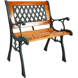 Mojawo, Gartenstühle, Gusseisen Gartentisch Outdoortisch Holz Glasplatte Natur 98x46xH56cm