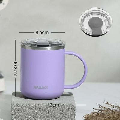Uplifted Finds 304 Stainless Steel Insulated Water Cup 450ml Anti Scalding Milk & Juice Mug With Lid purple Turn