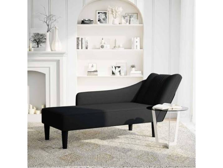 Chaiselongue mit Rechte Armlehne, Schwarz, Polyesterstoff, Liege für Ergonomische Körperunterstützung, Schwamm mit hoher Dichte, luftiges Polyester, elegantes Design, für Zuhause und Büro