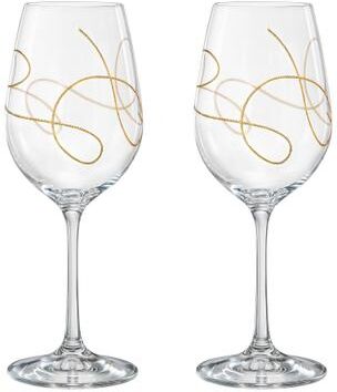 Majestic Gifts Inc. Set/2 Wine Glasses w/ Gold String Design- 12 oz.-Made in Europe