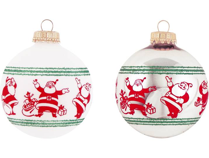 Weihnachtsbaumkugel KREBS GLAS LAUSCHA CBK74334, Weihnachtsdeko, Christbaumschmuck, Christbaumkugeln Glas , bunt (weiß, bunt), Ø:7cm, Glas, Weihnachtsbaumkugeln, Weihnachtsbaumkugel, mit fröhlichen Weihnachtsmännern
