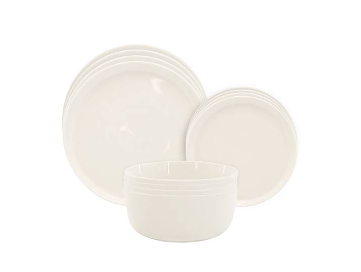 Geschirr-Set Porzellan 12-teilig weiss