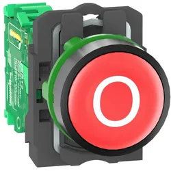 Schneider Electric ZB5RTA432 Funkdrucktaster, Harmony XB5R, Kunststoff, 22mm, rot, beschriftet O, tastend, batterielos, kabellos