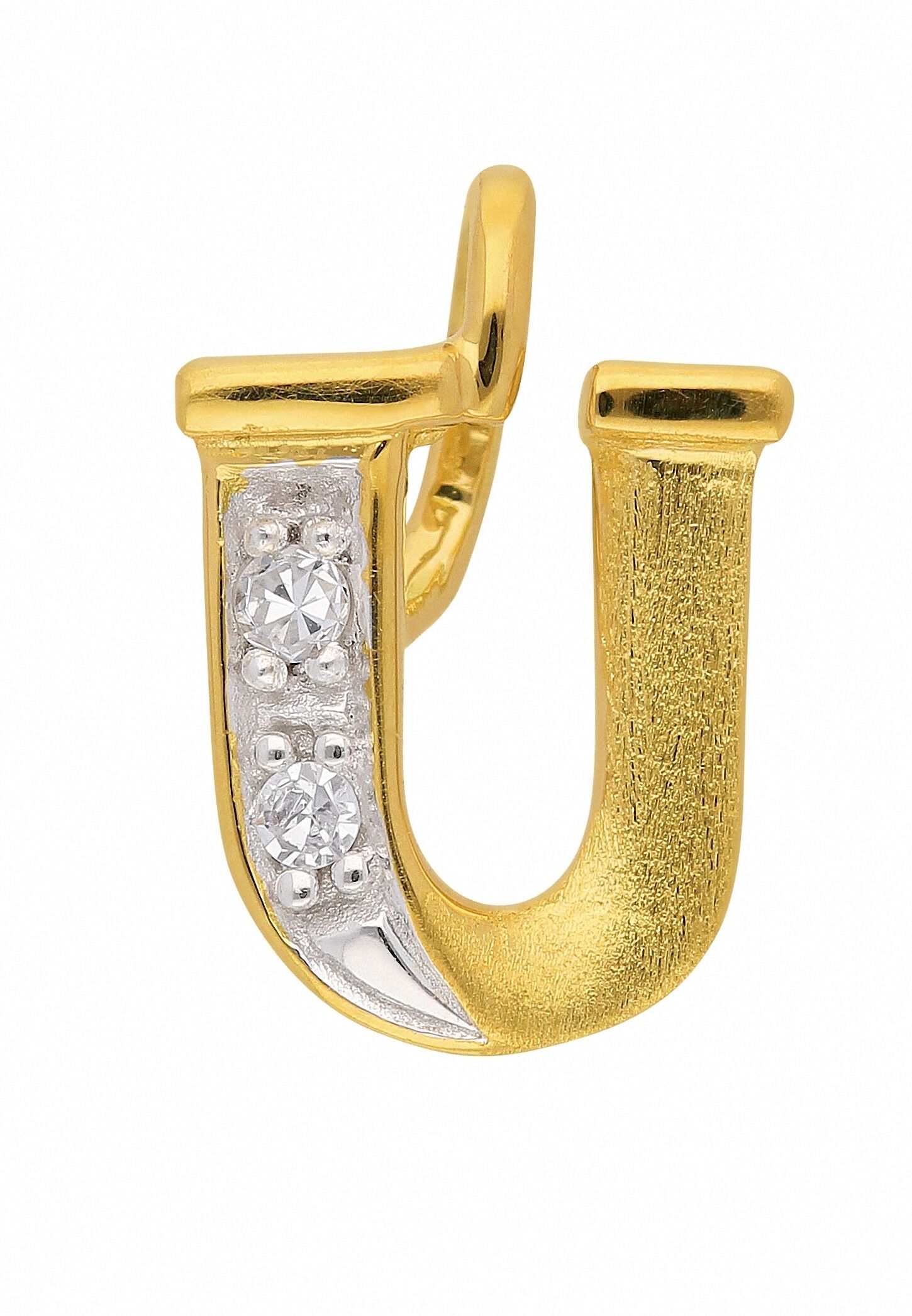 Buchstabenanhänger ADELIA´S "585 Gold Buchstabenanhänger mit Diamant", gold, Schmuckanhänger, Damen, 0,02 SI = kleine Einschlüsse U, Gelbgold 585, Buchstabenanhänger