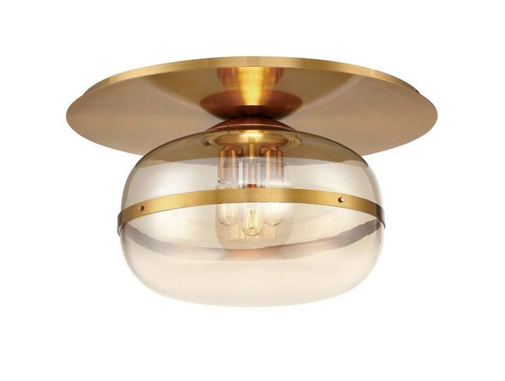 Elstead Lighting Deckenleuchte, Messingfarben, Metall, Glas, 33.5 cm, Lampen & Leuchten, Innenbeleuchtung, Deckenlampe, Deckenlampen