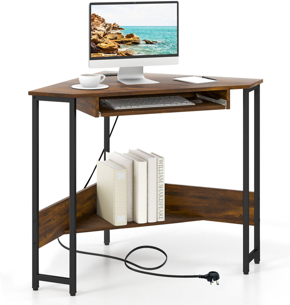 17 Stories Iron Computer Desk Brown 76cm H X 102cm W X 65cm D