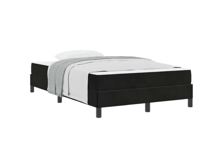 PUGYNBK Boxspringbett, 120 x 200 cm, Schwarz, mit Matratze Lattenrost und Taschenfederkernmatratze, mittlere Festigkeit, Stoffbezug, Massivholzrahmen