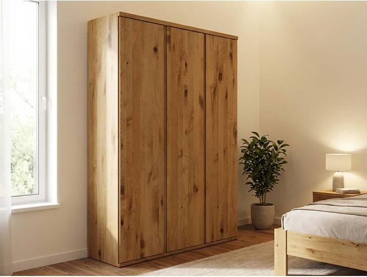 Drehtürenschrank „Valentin“ Wildeiche 3-türig Massivholz Wildeiche