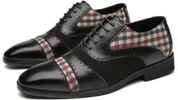 LightInthebox Men's Faux Leather Plaid Design Dress Shoes, Elegant Wedding Shoes for Men