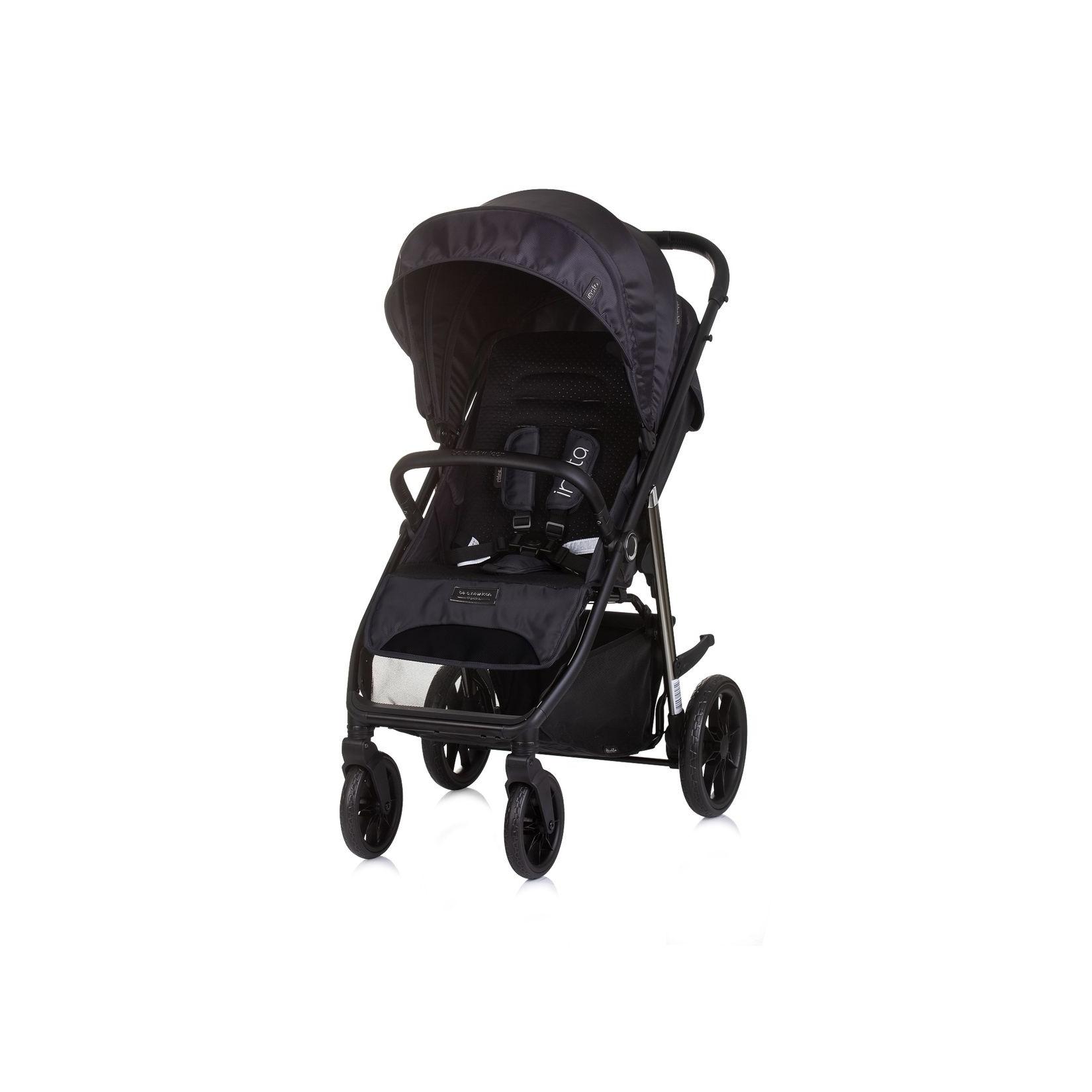 Chipolino Kinderwagen Buggy Insta, Fußabdeckung, Federung, Korb, Gurt, klappbar schwarz