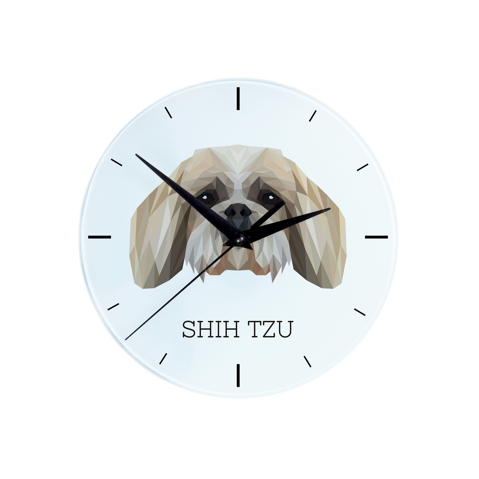 Art-Dog Geometrische wandklok met Shih Tzu afbeelding en tekst