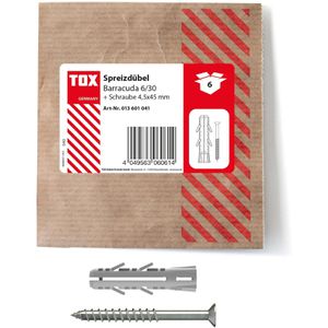Tox Schrauben-Dübel-Set 013601041, Barracuda 6/30, 6x30mm Universaldübel & Schrauben, 12-teilig