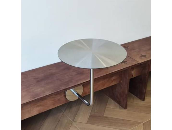 MmcdylyhEU Kleiner runder schwimmender Bartisch aus Edelstahl, platzsparender, an der Wand montierter Kaffee-Esstisch for Restaurants, Geschäfte, Konditoreien(40cm)