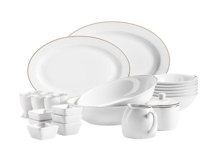 Geschirr-Set MÄSER Professional Dining , weiß, gold, 24, Geschirr-Sets, Geschirr-Set
