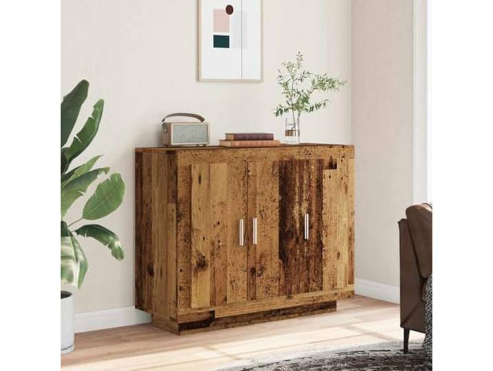 KTHLBRH Anrichte aus antikem Holz, 92 x 35 x 75 cm, Spanplatte Türen und Einlegeböden, großer Stauraum, Oberfläche zum Präsentieren, leicht zu reinigen