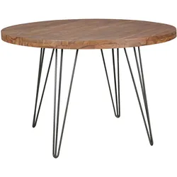 Esszimmertisch Rund Ø 120 cm Massivholz Sheesham Esstisch Küchentisch Landhaus