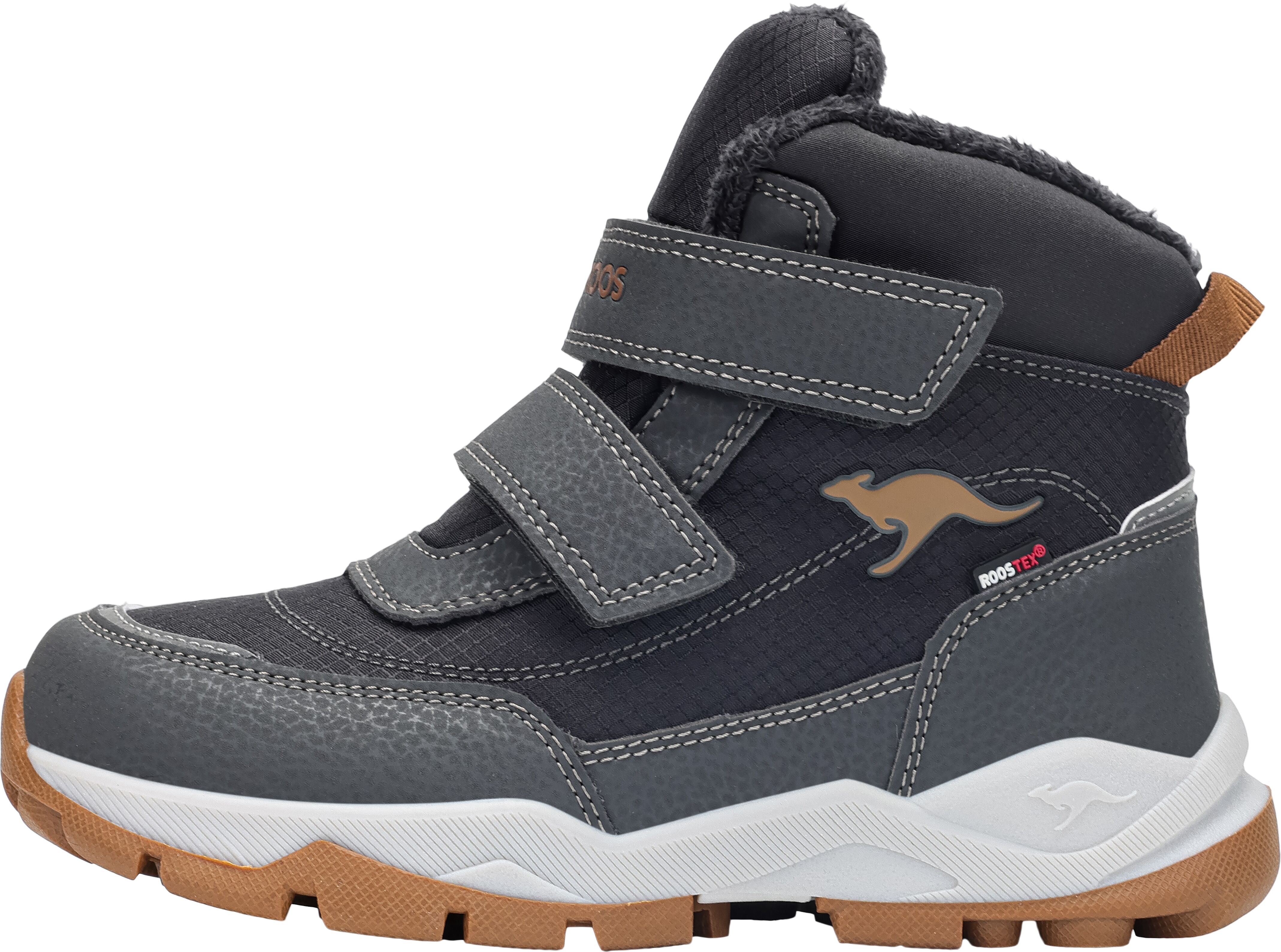 Winterboots KANGAROOS "K-FR BOREALIS V RTX", Jungen, Gr. 39, reflektierend wasserdicht wärmend, raven, rubber, Synthetik, Textil, Schuhe Winterboots, Snowboots, Winterboots, Winterschuhe, wasserdicht, wärmend raven, rubber 39, reflektierend wasserdicht wä